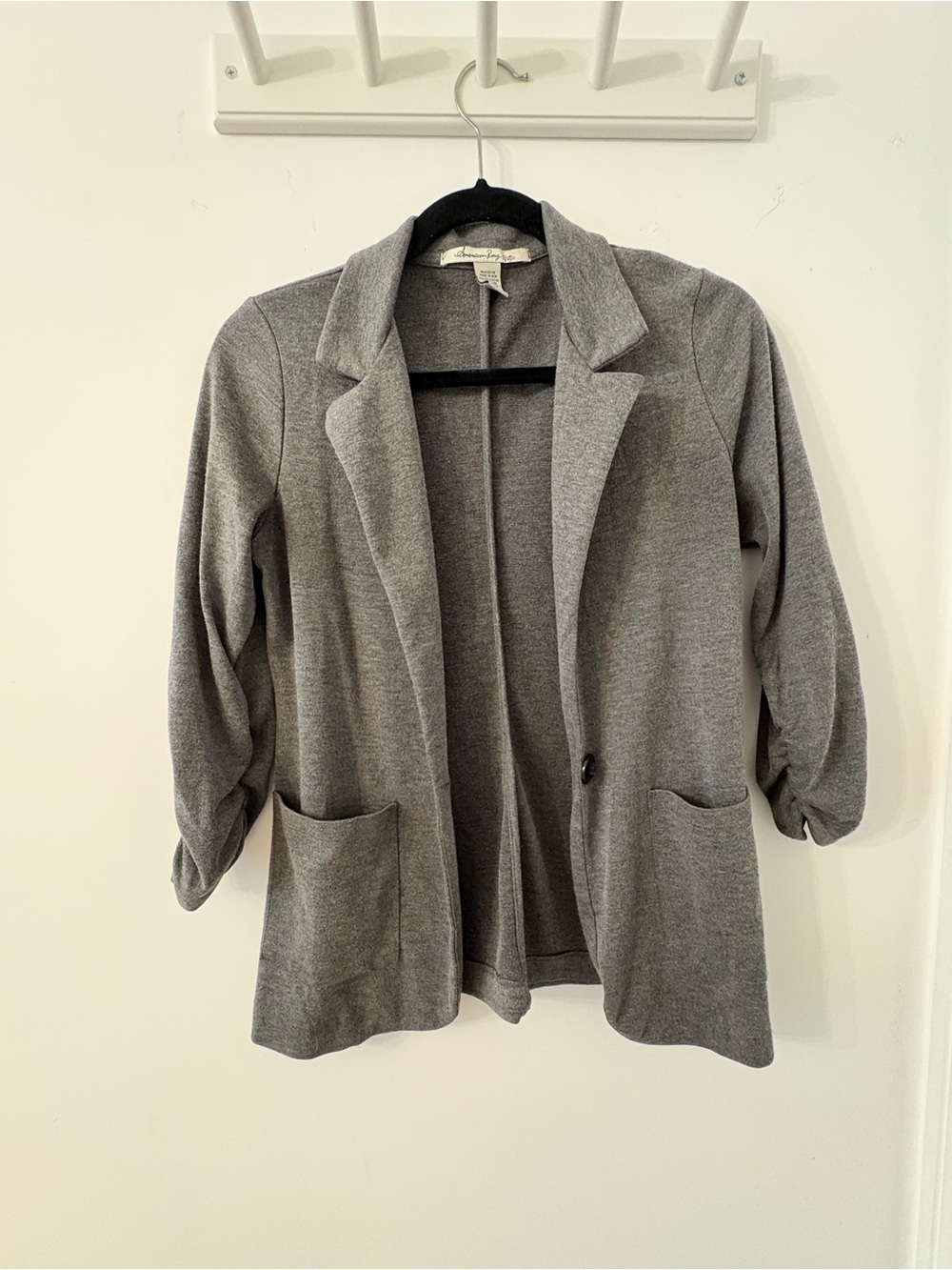Classic Grey Open-Front Blazer Jacket